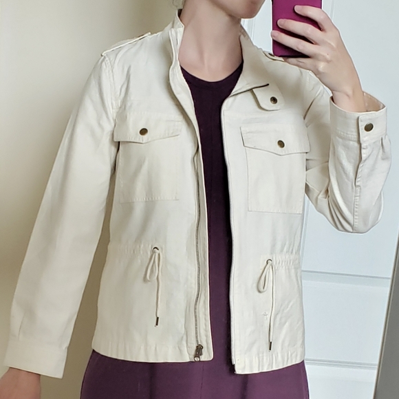 NWT J.Crew Factory Beige Cotton Field Jacket - Picture 2 of 10